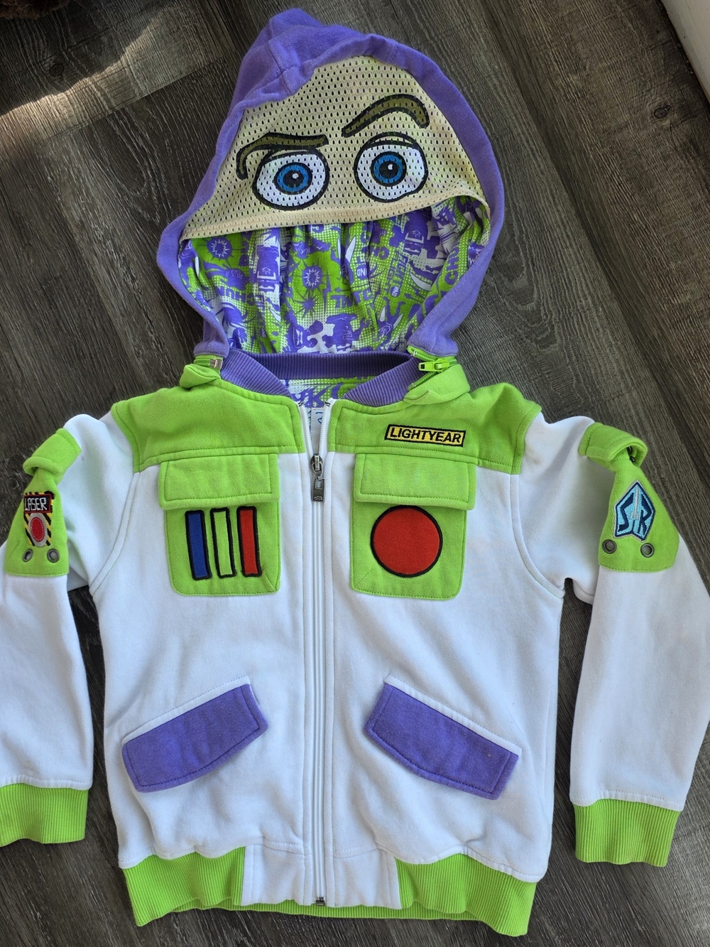 Disney Pixar Buzz Lightyear Costume Hoodie Kids Sz 4T Zip Up Toy Story Jacket